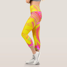 Leggings Capri Giro amarillo en un giro psicodélico