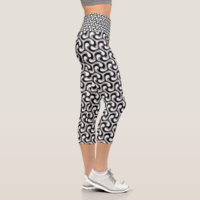 Leggings Capri Giro óptico MonoMax Black+White Pattern (Derecha)