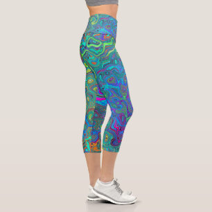 Leggings Capri Giro retro verde magenta, azul y espuma marina