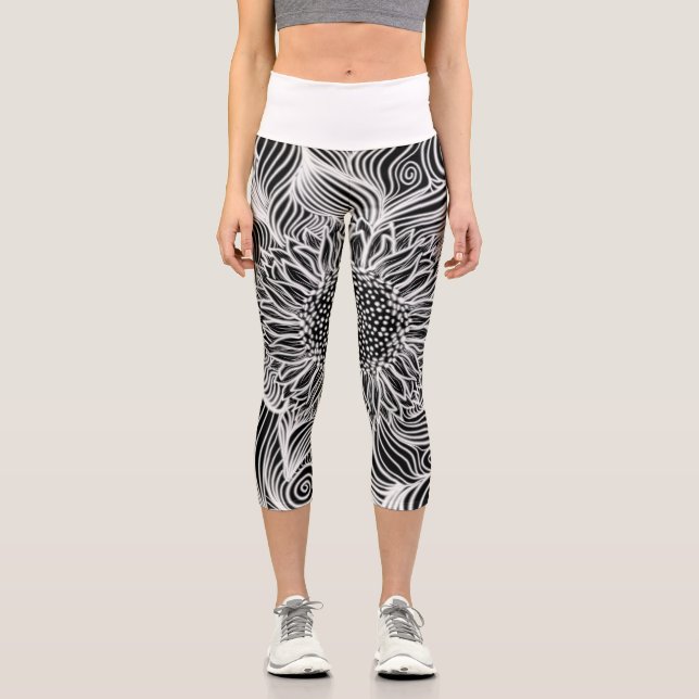 Leggings Capri Giro y girasoles abstractos modernos (Anverso)