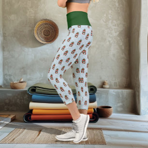Leggings Capri Gnomo de Navidad Acogedor Rojo Verde Invierno Lind