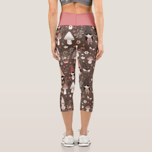 Leggings Capri Gnomos y Hongos Mágicos de Hadas Personalizados
