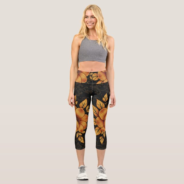 Leggings Capri Golden Bloom Floral (Anverso)
