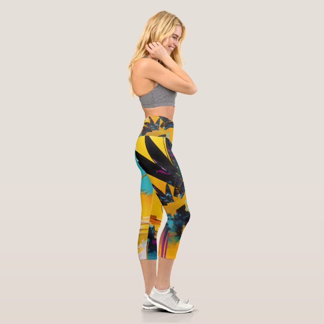 Leggings Capri Golden Horizon – Abstract Tropical Sunset (Derecha)