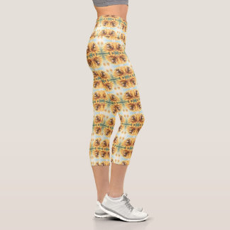 Leggings Capri Goldene Hummel im Blütentanz.7