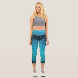 Leggings Capri Gotas de agua azul Guay con estilo