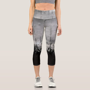 Leggings Capri Gotas de agua en blanco y negro de Guay