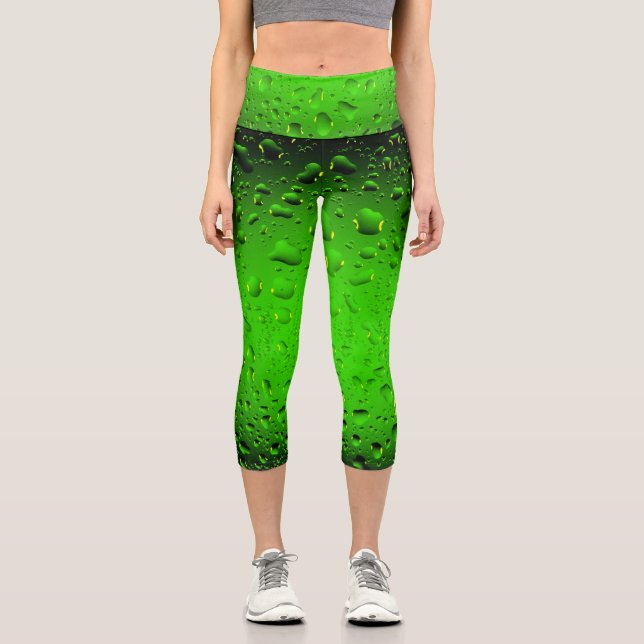 Leggings Capri Gotas de agua verde de Guay con estilo (Anverso)