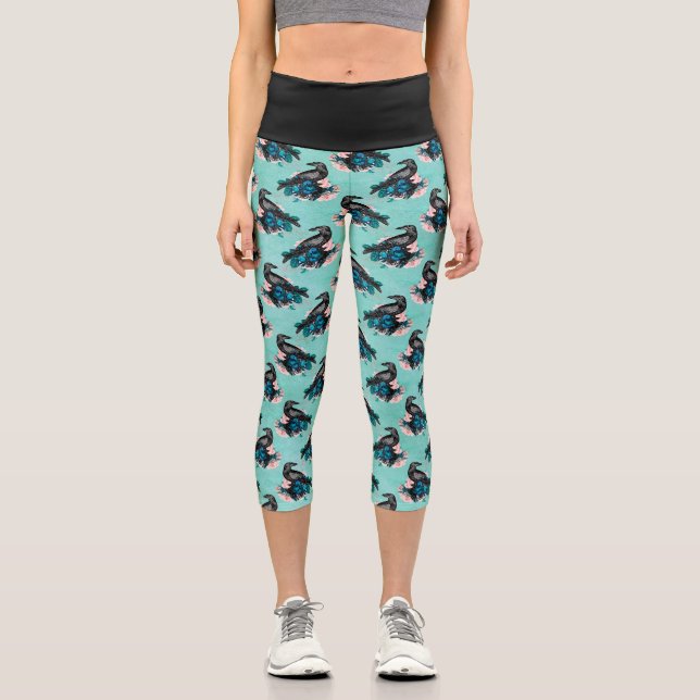 Leggings Capri Gótico Black Crow Bouquet (Anverso)