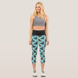 Leggings Capri Gótico Black Crow Bouquet