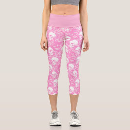 Leggings Capri Gótico pastel elegante calaveras botánicas