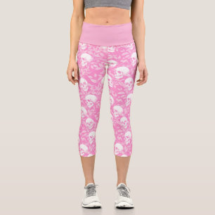 Leggings Capri Gótico pastel elegante calaveras botánicas