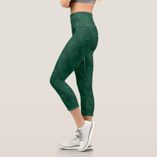 Leggings Capri Gotitas de Agua en Metal Verde