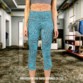 Leggings Capri Grabado en relieve En Verde azulado