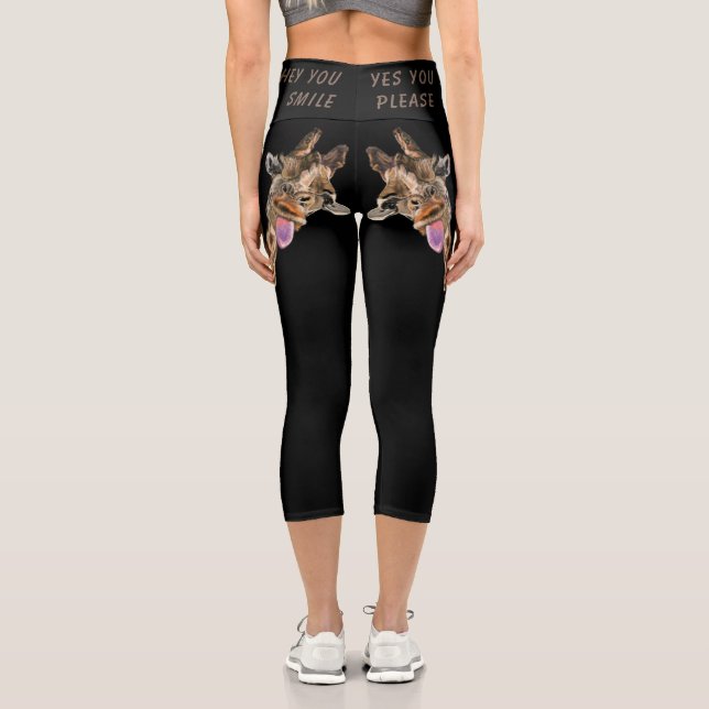 Leggings Capri Graciosa lengua de jirafa fuera de Wink juguetón - (Reverso )