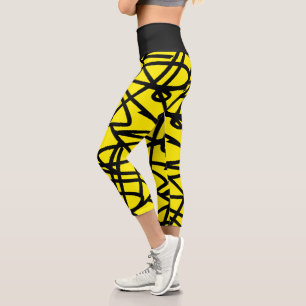 Leggings Capri Graciosas piernas negras de arte abstracto