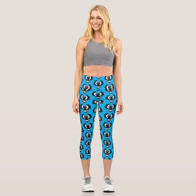Leggings Capri Gracioso ilustracion de personalizado magpie austr (Anverso)