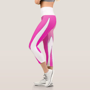 Leggings Capri Gracioso Resumen Arte Púrpura Blanco Rosa