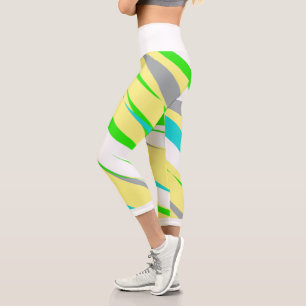 Leggings Capri Gracioso Resumen Arte Turquesa Leyendas Verdes Azu