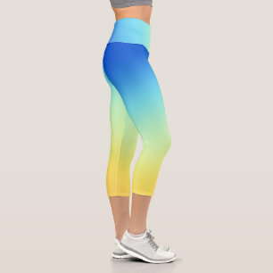 Leggings Capri Gradiente azul a amarillo