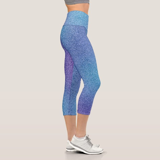 Leggings Capri Gradiente azul-púrpura Purpurina Piernas capri (Derecha)