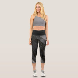 Leggings Capri Gradiente celestial de estrella gris negro cósmico