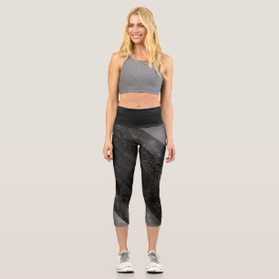 Leggings Capri Gradiente celestial de estrella gris negro cósmico
