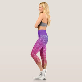 Leggings Capri Gradiente de arcoiris Purpurina exagerado