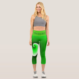 Leggings Capri Gradiente de espiral blanca verde