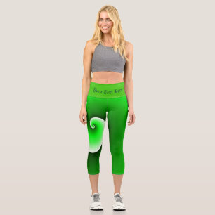 Leggings Capri Gradiente de espiral blanca verde