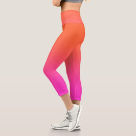 Leggings Capri Gradiente de Naranja de cadera alta femenino