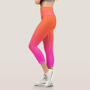 Leggings Capri Gradiente de Naranja de cadera alta femenino
