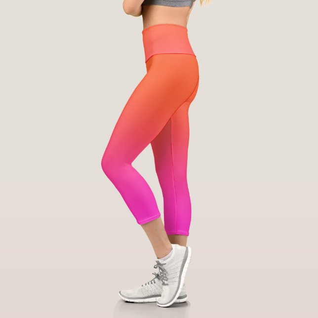 Leggings Capri Gradiente de Naranja de cadera alta femenino (Izquierda)
