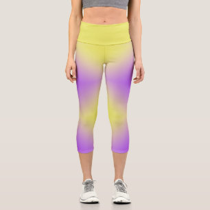 Leggings Capri Gradiente de patrón de diamante amarillo a púrpura