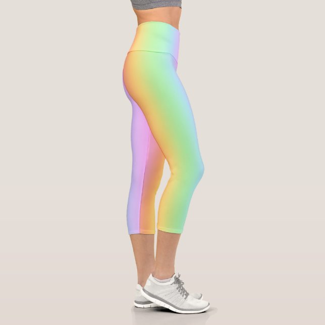 Leggings Capri Gradiente de rayas verticales del arcoiris del pas (Derecha)