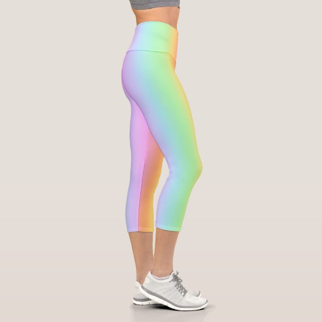 Leggings Capri Gradiente de rayas verticales del arcoiris del pas (Derecha)