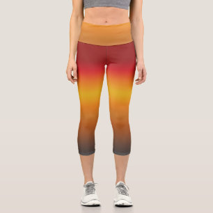 Leggings Capri Gradiente de sol Naranja rojo vibrante amarillo na