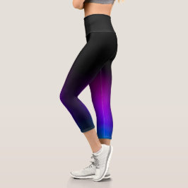 Leggings Capri Gradiente de Violeta Negro con Brillo