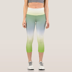 Leggings Capri Gradiente fresco de verano Guay Azul Ombre Verde