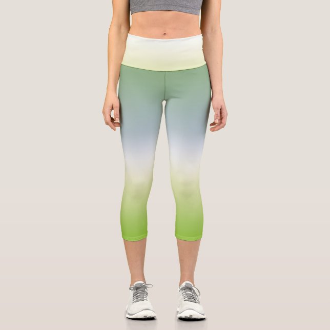 Leggings Capri Gradiente fresco de verano Guay Azul Ombre Verde (Anverso)