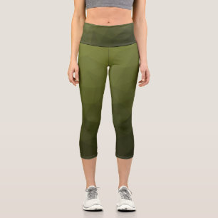 Leggings Capri Gradiente geométrico de malla de oliva verde del e