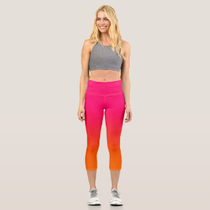 Leggings Capri Gradiente moderno minimalista de rosa brillante y