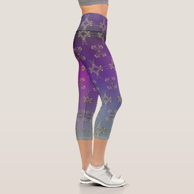 Leggings Capri Gradiente púrpura de los corazones ausentes (Derecha)