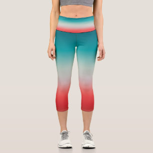 Leggings Capri Gradiente rojo y azul Verde azulado festivo de bon
