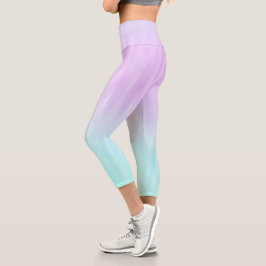 Leggings Capri Gradiente rosa de color azul pastel de agua naranj