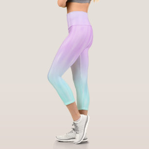 Leggings Capri Gradiente rosa de color azul pastel de agua naranj
