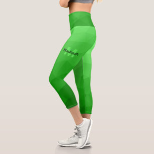 Leggings Capri Gradiente verde claro patrón de malla de geometría