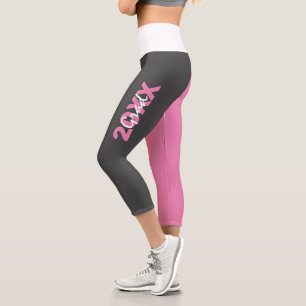 Leggings Capri Graduación moderna en rosa, blanco y gris