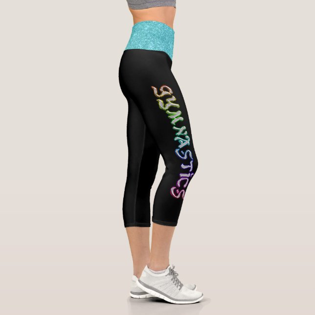 Leggings Capri Graffiti de gimnasia con bromista Verde azulada (Derecha)
