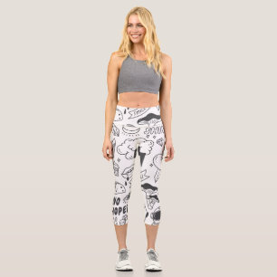 Leggings Capri Graffiti lindo: Conjunto de arte Doodle.